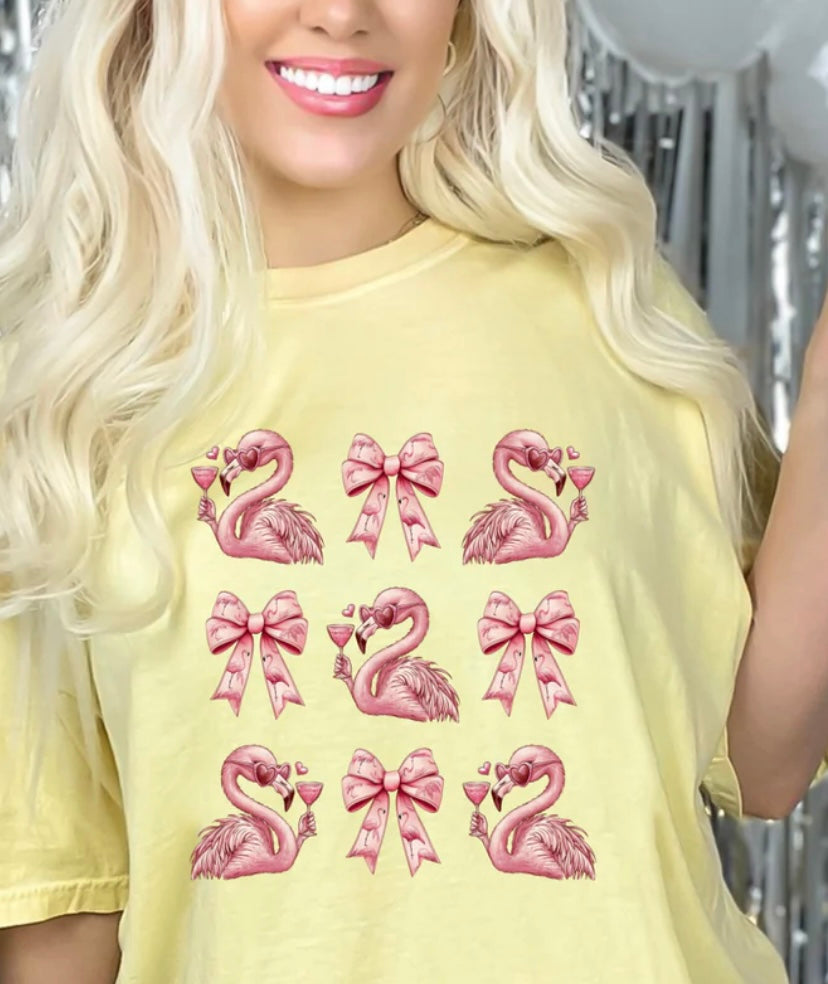 FLAMINGO AND BOW PRINT