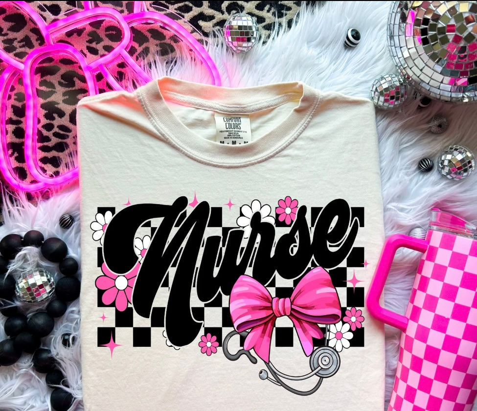 NURSE PRINT BLACK AND PINK