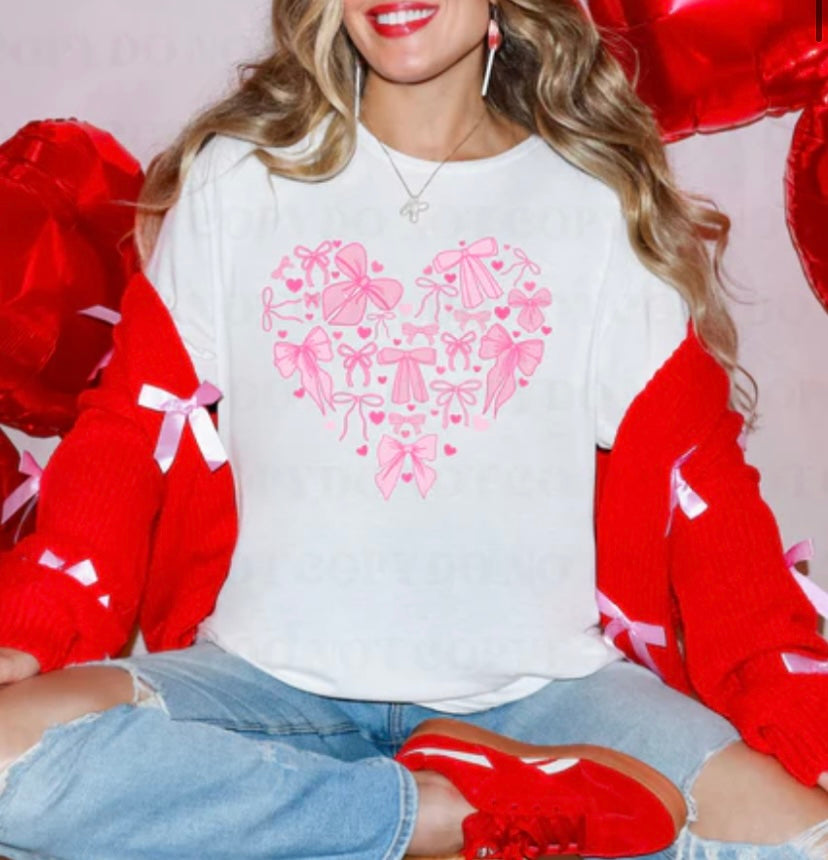 PINK BOWS IN HEART, BREAST CANCER AWARENESS