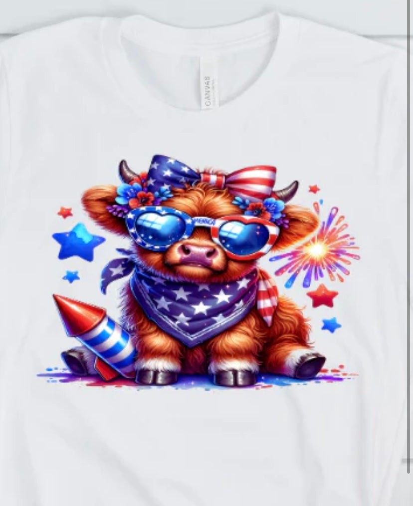 PATRIOTIC COW WITH BANDANA