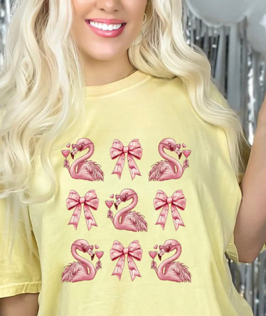 FLAMINGO AND BOW PRINT
