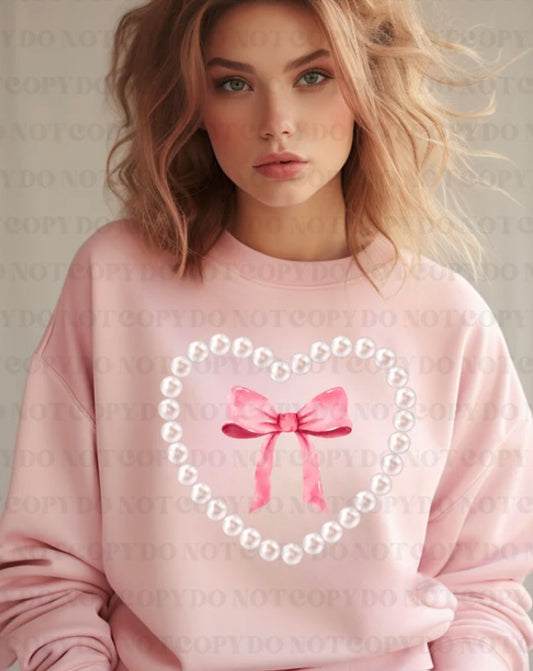 HEART, PINK BOW, AND PEARLS