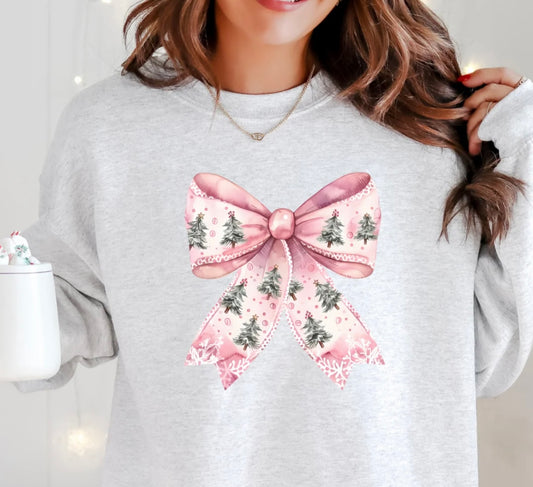 CHRISTMAS TREES PINK BOW