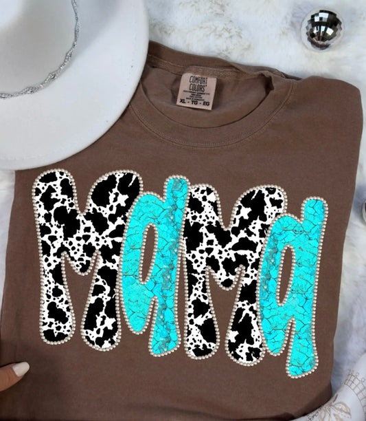 MAMA COW PRINT AND BLUE